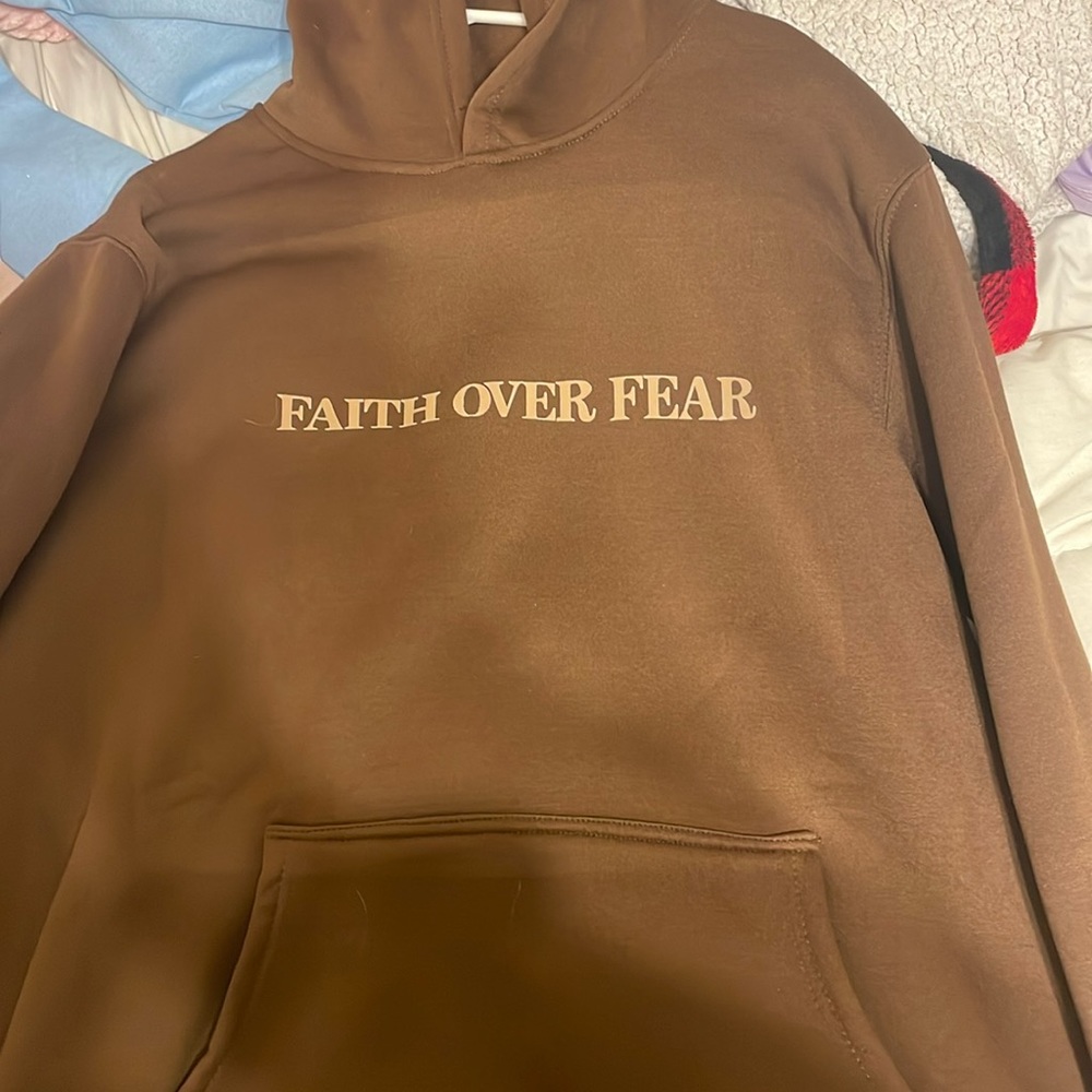 Brown faith over fear hoodie